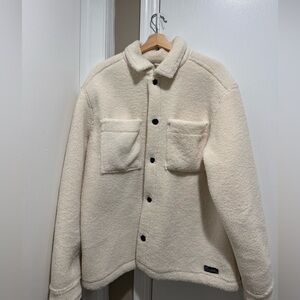 Zara Men's Off-White Sherpa Shirt Jacket
